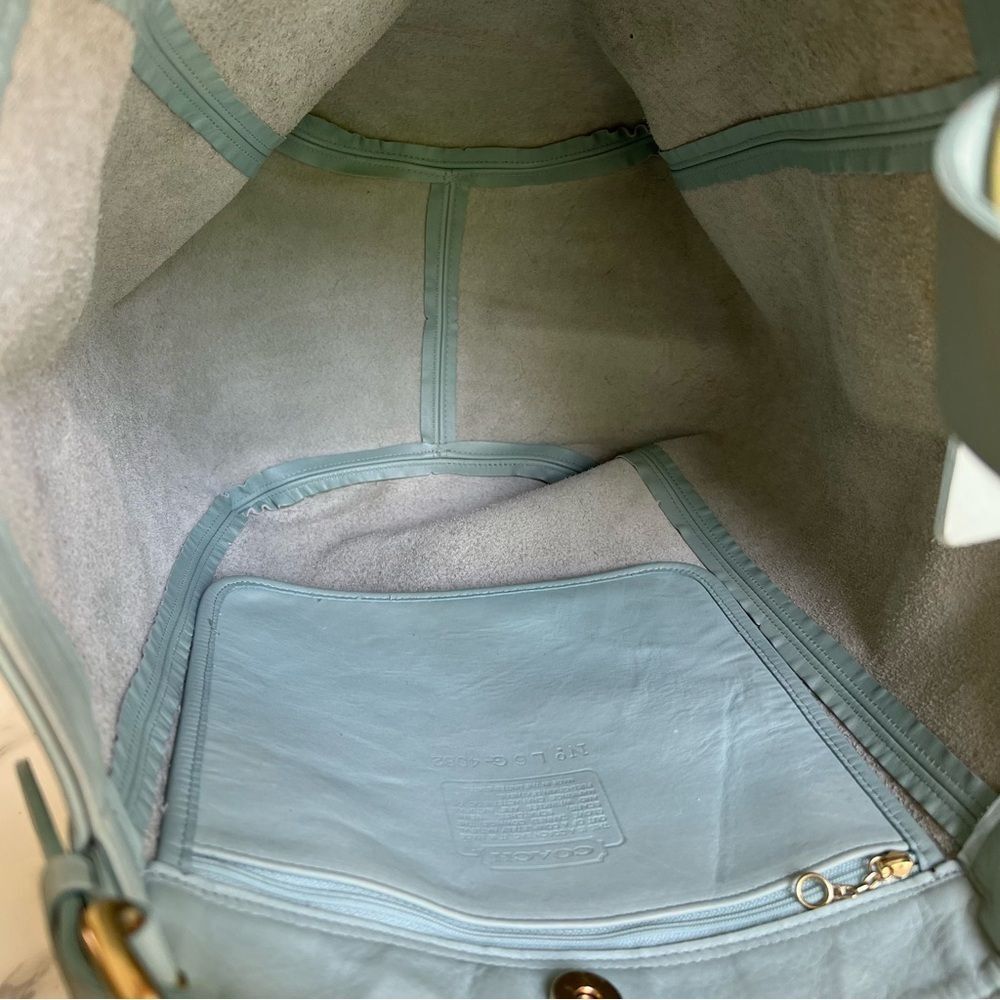 COACH Vintage XL Soho Duffle Tote Shoulder Bag 4082 Aqua Glovetanned Leather USA - Picture 14 of 16
